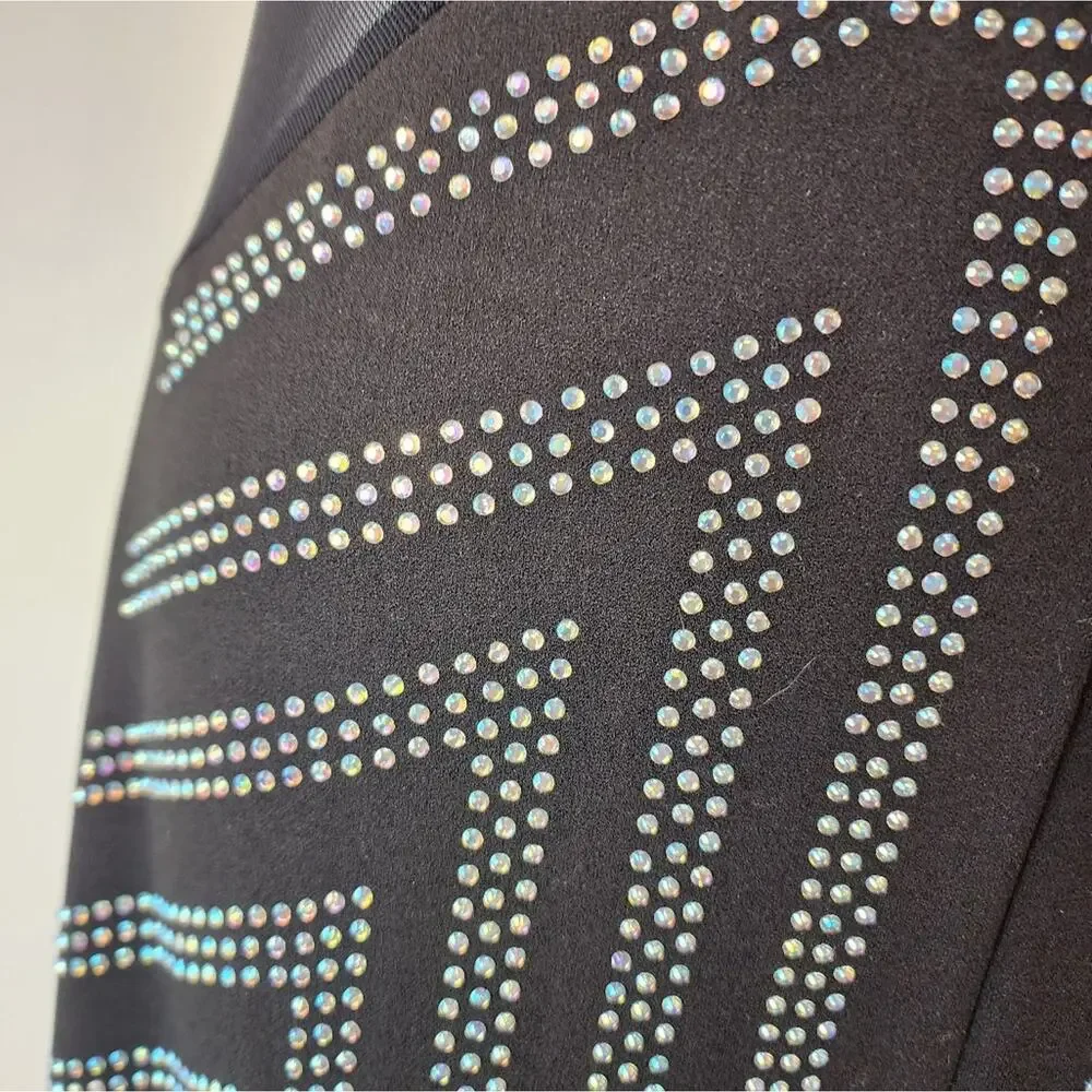 New‎ J. Our Rhinestone Jumpsuit Party Wedding Special Event Black Silver Size M